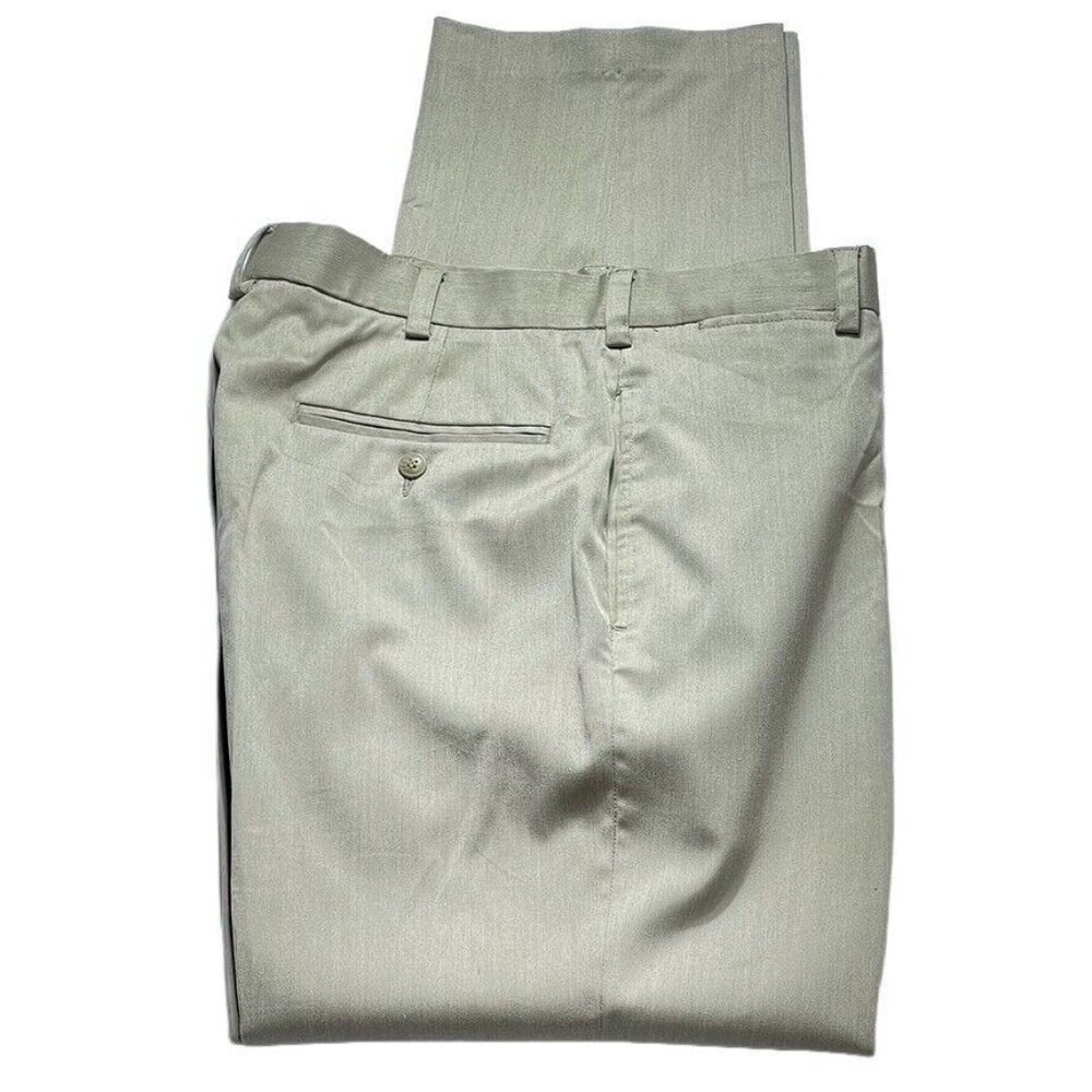 Andrew Fezza Mens Beige Flat-Front Dress Pants 34x32 Polyester Blend